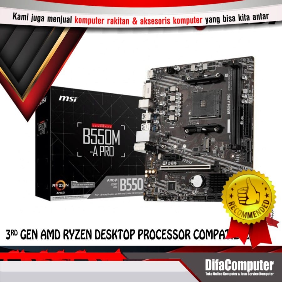 MSI B550M-A PRO Motherboard AMD Ryzen AM4 Micro ATX MSI B550M-A PRO Motherboard AMD Ryzen AM4 Micro ATX