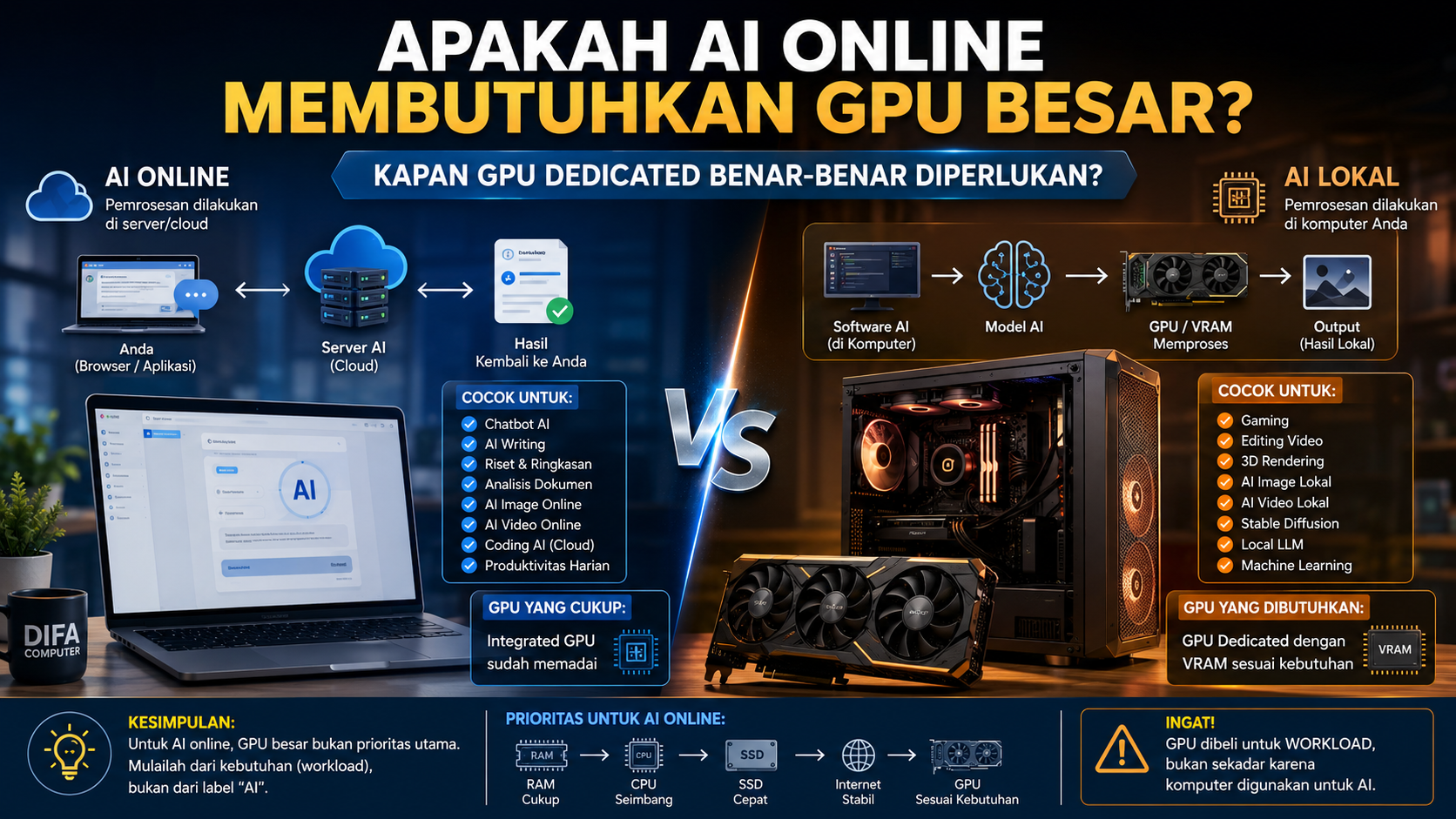 GPU untuk AI online dan AI lokal